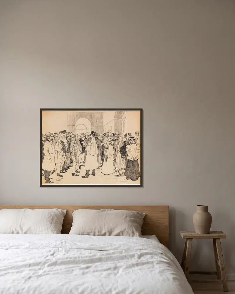 Dresdner Kunstausstellung von Edward Cucuel gerahmt an einer Wand