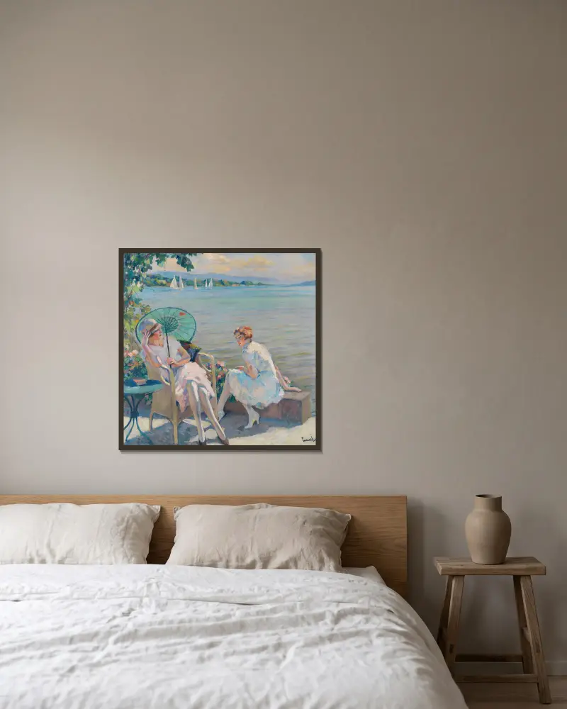 Sommareftermiddag vid sjön av Edward Cucuel inramad på en vägg