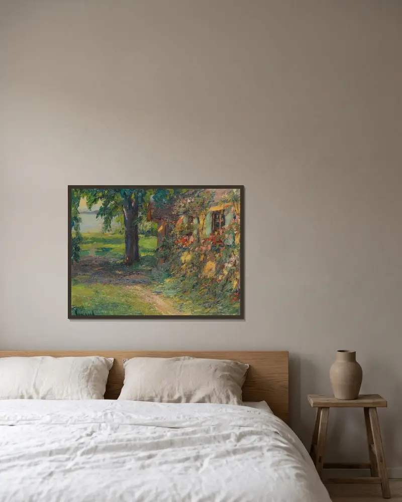 Konstnärens hus vid Starnbergsjön av Edward Cucuel inramad på en vägg