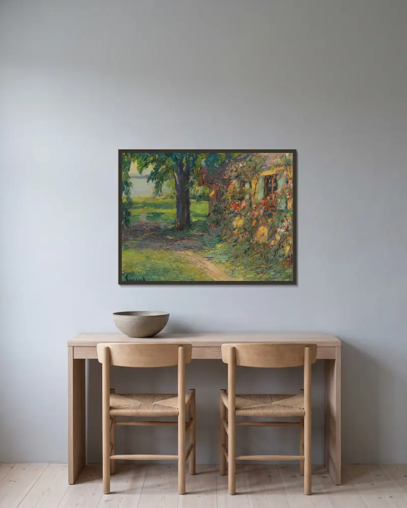 Konstnärens hus vid Starnbergsjön av Edward Cucuel inramad på en vägg