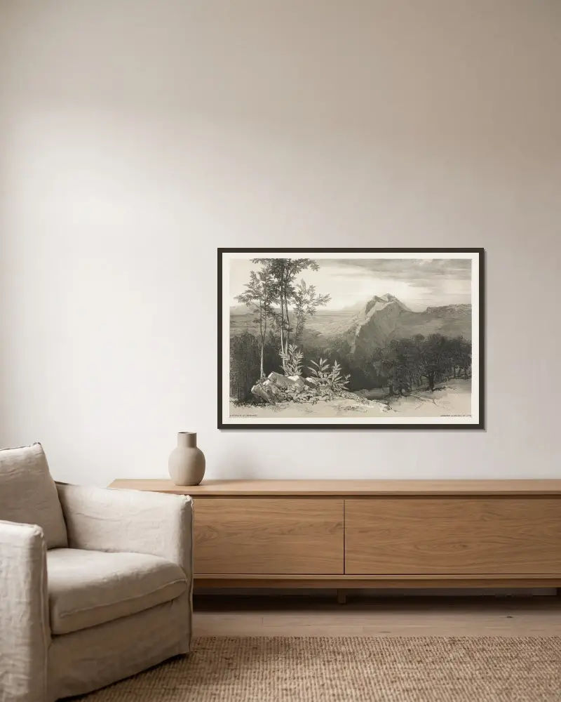 Civitella di Subiaco av Edward Lear inramad på en vägg