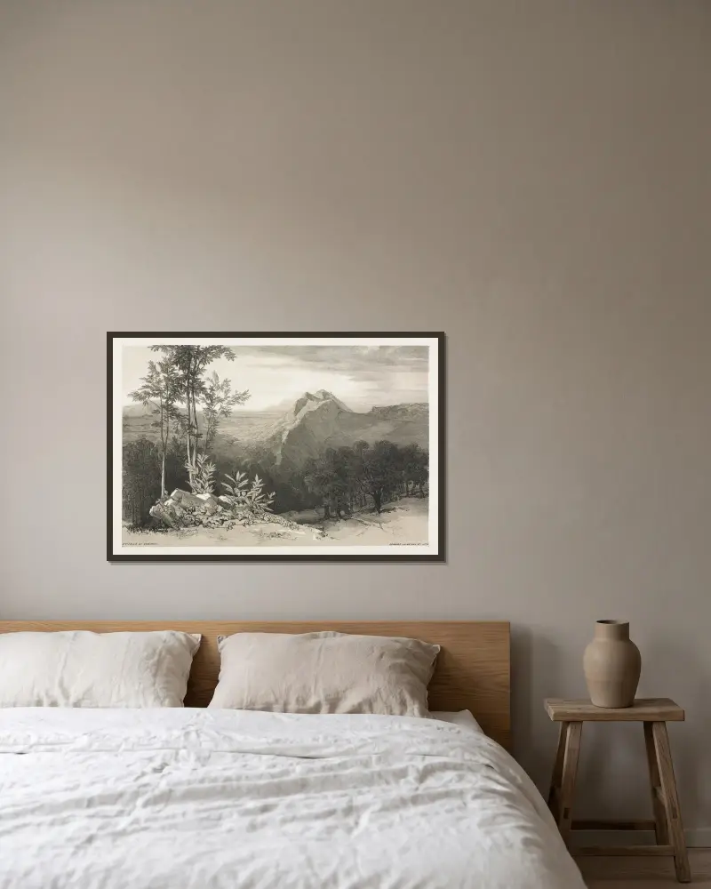 Civitella di Subiaco av Edward Lear inramad på en vägg