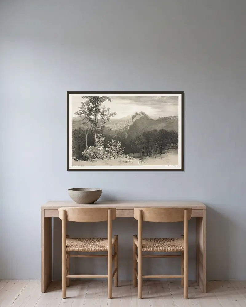 Civitella di Subiaco av Edward Lear inramad på en vägg