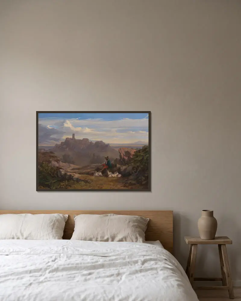 Krajina s pasáčkem koz, Edward Lear v rámu na stěně