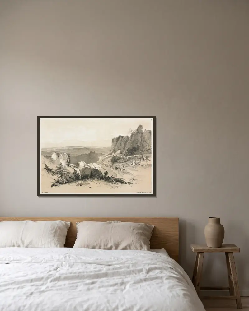 Olevano av Edward Lear inramad på en vägg
