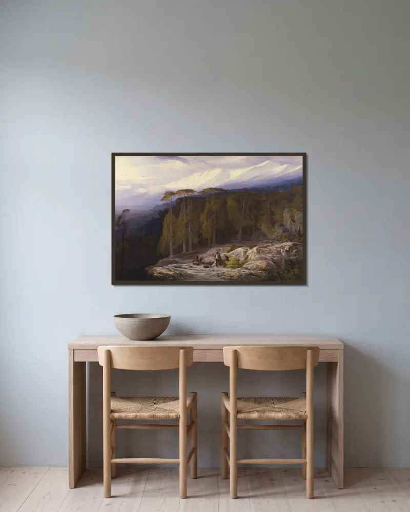 Skogen i Valdoniello, Korsika av Edward Lear inramad på en vägg