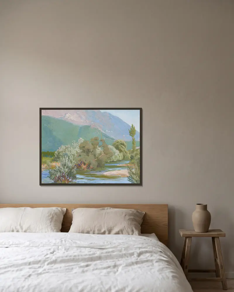 Der Aniene-Fluss von Edward Okuń gerahmt an einer Wand