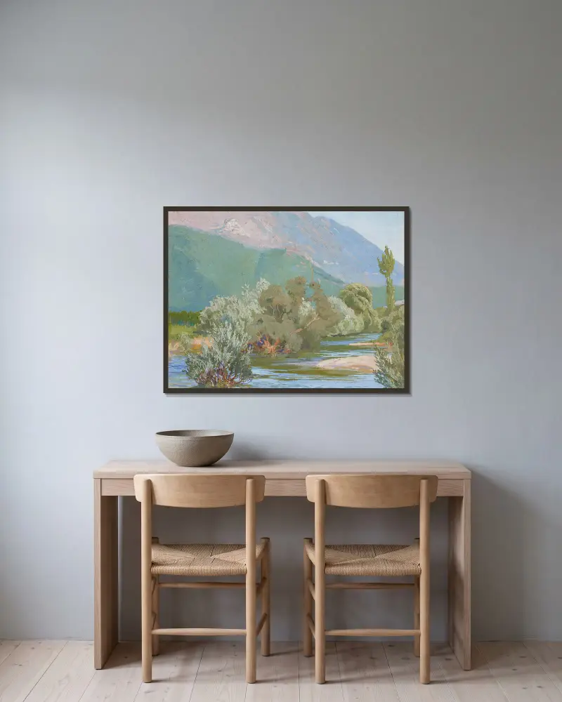 Der Aniene-Fluss von Edward Okuń gerahmt an einer Wand