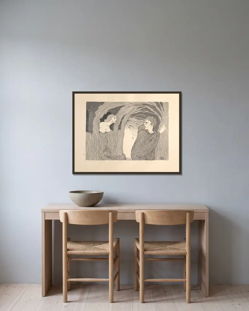 Liebe Pl.3 von Edward Okuń gerahmt an einer Wand