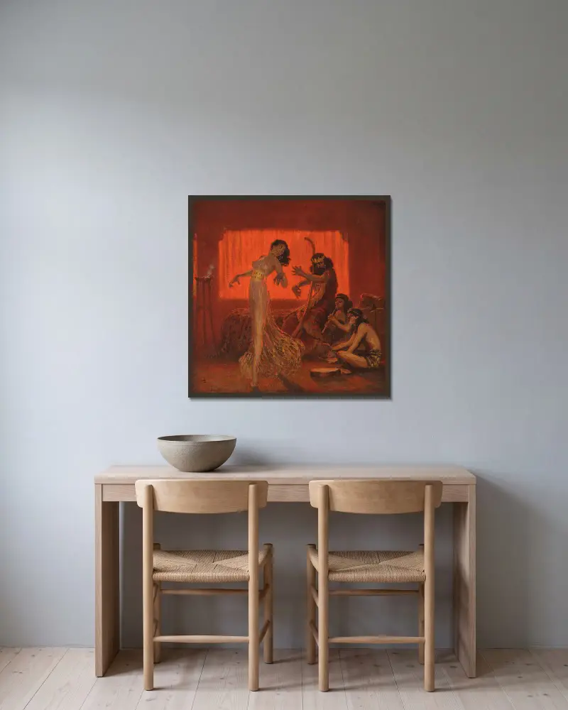 Salomes Tanz von Edward Okuń gerahmt an einer Wand