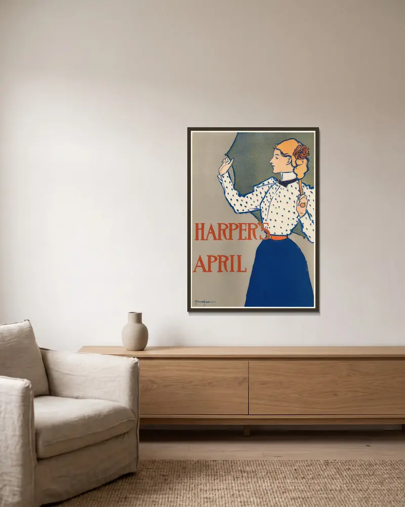 Harper’s April, 1897, Edward Penfield v rámu na stěně