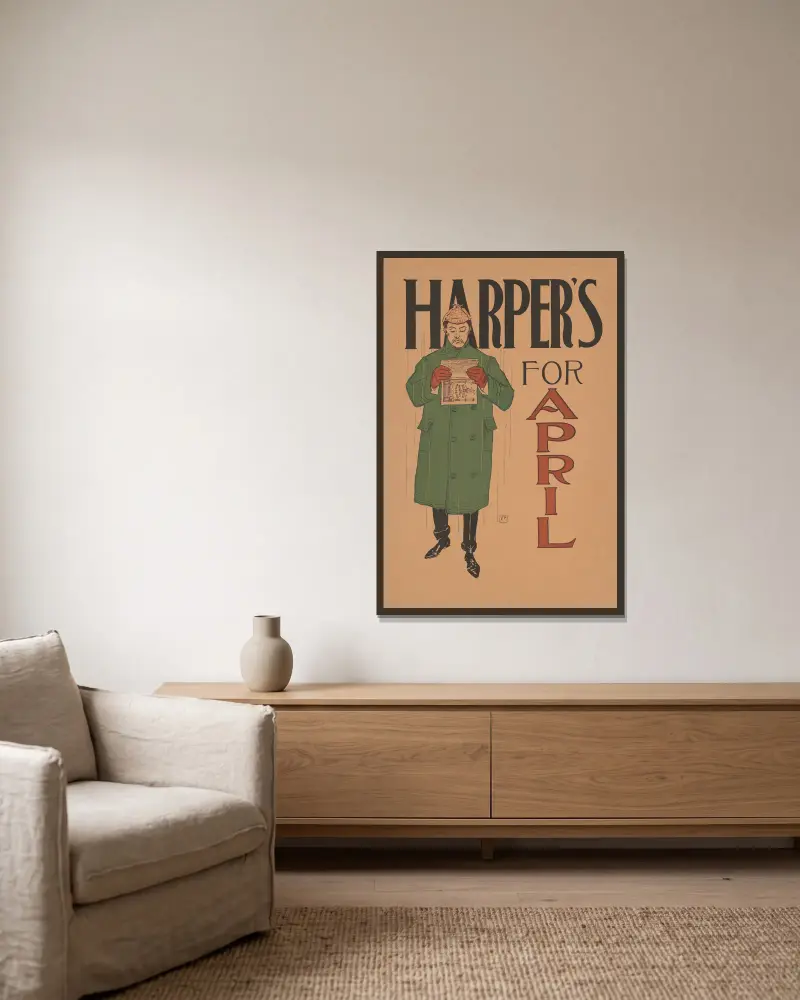 Harper's April, 1893, Edward Penfield w ramie na ścianie