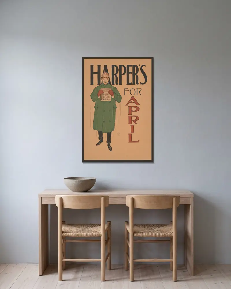 Harper's April, 1893, Edward Penfield w ramie na ścianie
