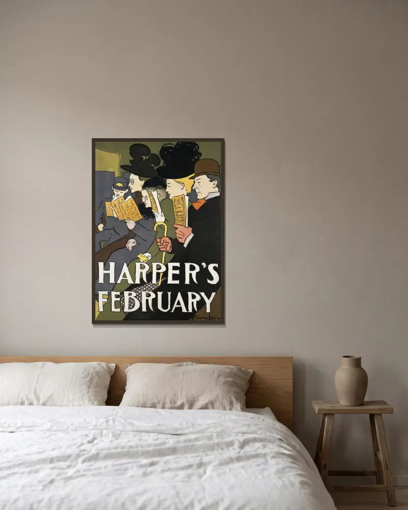 Harper’s February, 1897, Edward Penfield w ramie na ścianie