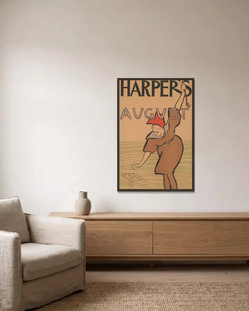 Harper’s [na] sierpień, Edward Penfield w ramie na ścianie
