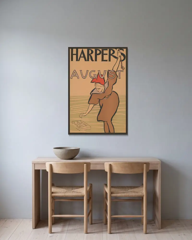 Harper’s [na] sierpień, Edward Penfield w ramie na ścianie