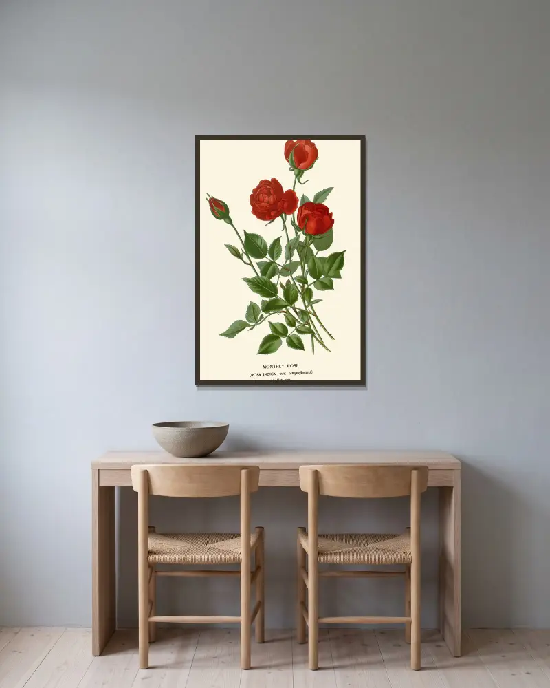 Monthly Rose av Edward Step inramad på en vägg