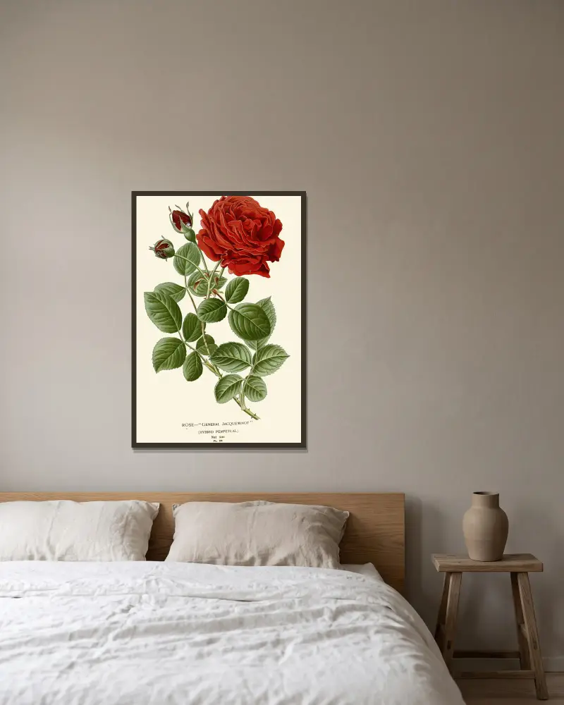 Rose – General Jacqueminot av Edward Step inramad på en vägg