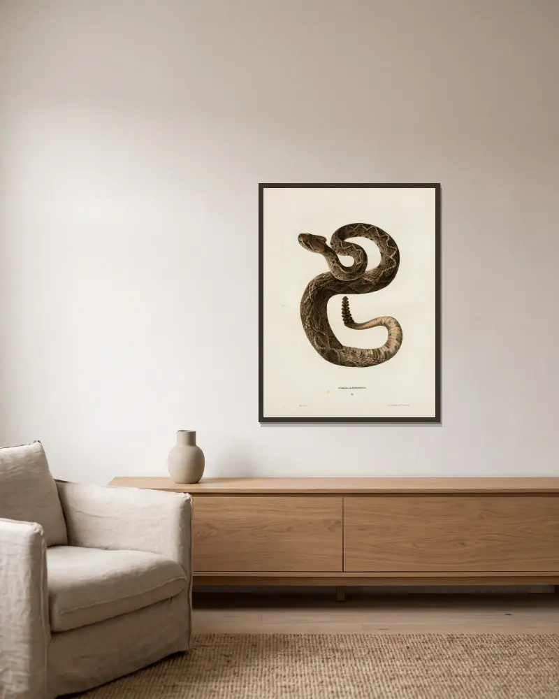Crotalus adamanteus, John Edwards Holbrook w ramie na ścianie