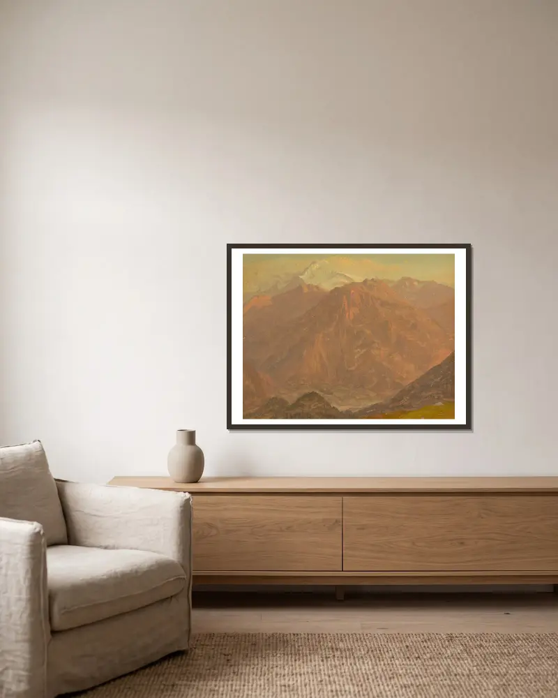 Colombia or Ecuador, mountains av Frederic Edwin Church inramad på en vägg