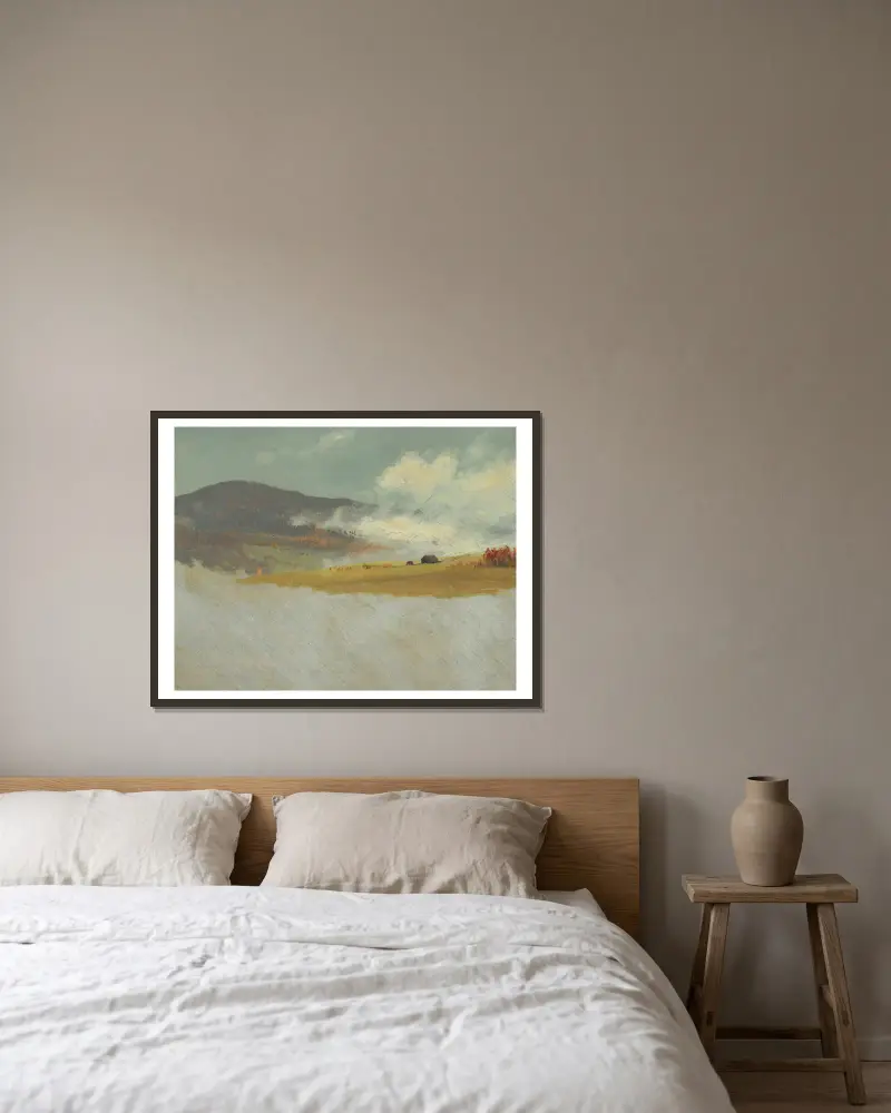 Hügelige Landschaften von Frederic Edwin Church gerahmt an einer Wand