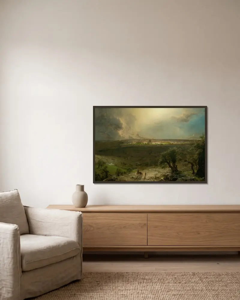 Jerusalem från Oljeberget av Frederic Edwin Church inramad på en vägg