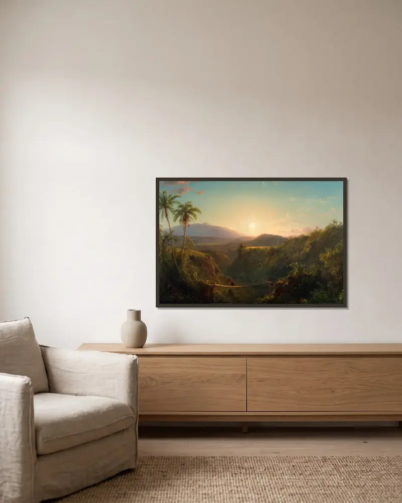 Pichincha av Frederic Edwin Church inramad på en vägg