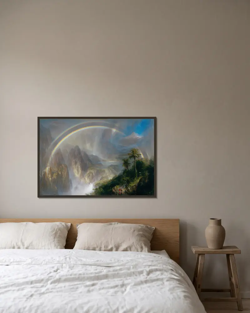Regenzeit in den Tropen von Frederic Edwin Church gerahmt an einer Wand