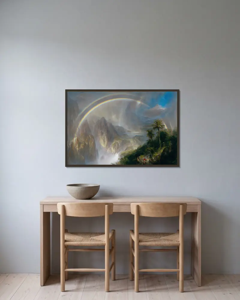 Regenzeit in den Tropen von Frederic Edwin Church gerahmt an einer Wand