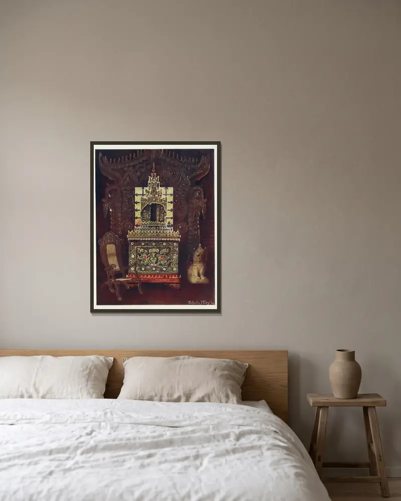 Asiatische Möbel aus der Sammlung von Lord Curzon of Kedleston von Edwin Foley gerahmt an einer Wand
