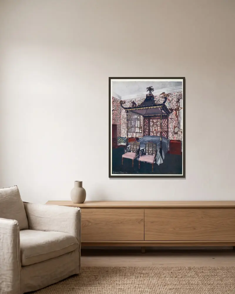 Das chinesische Chippendale-Zimmer in Badminton House von Edwin Foley gerahmt an einer Wand