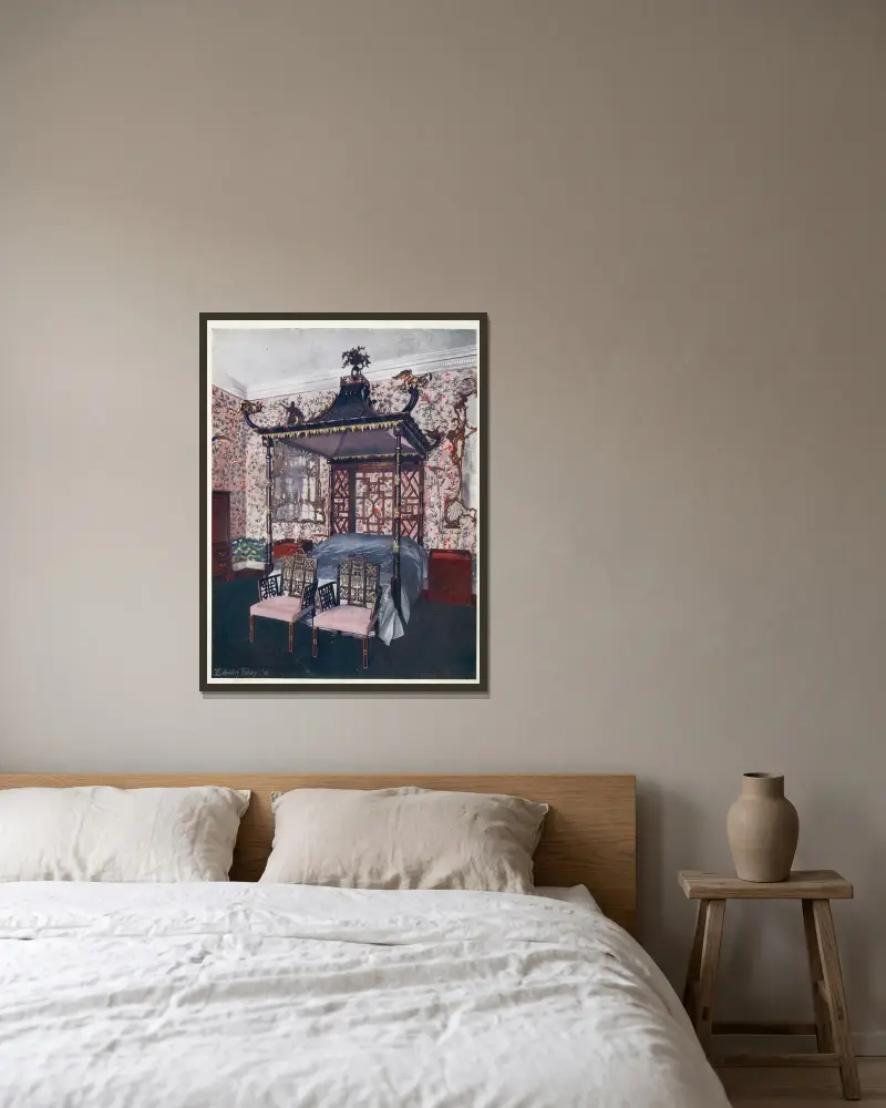 Das chinesische Chippendale-Zimmer in Badminton House von Edwin Foley gerahmt an einer Wand