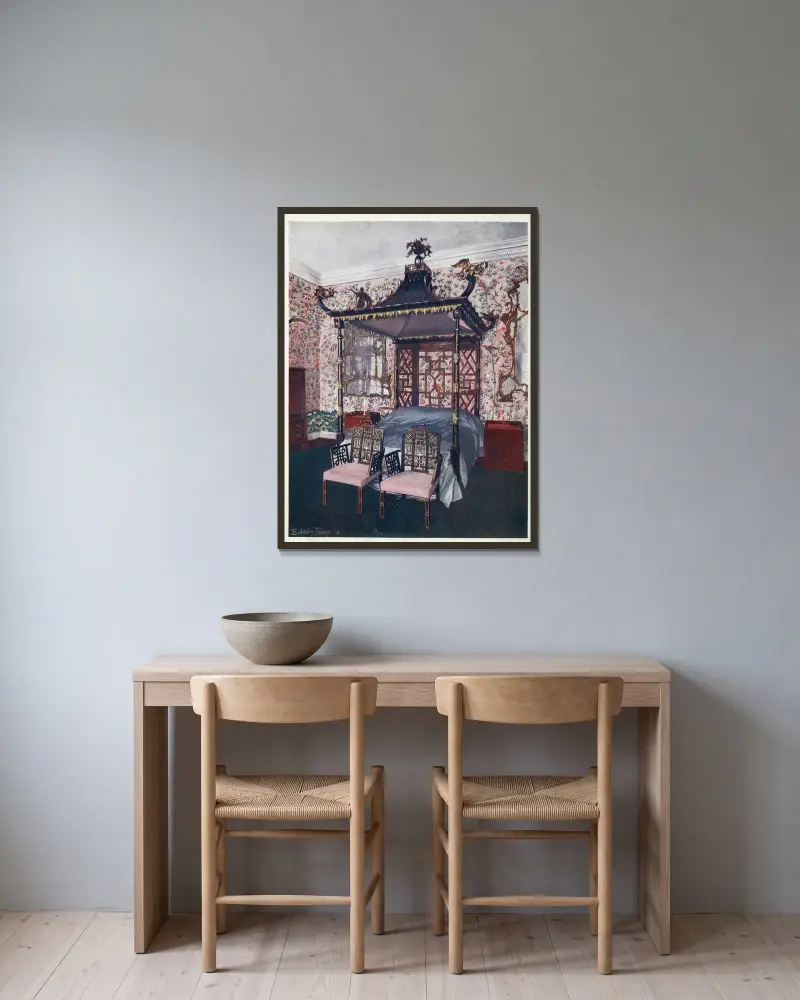 Das chinesische Chippendale-Zimmer in Badminton House von Edwin Foley gerahmt an einer Wand