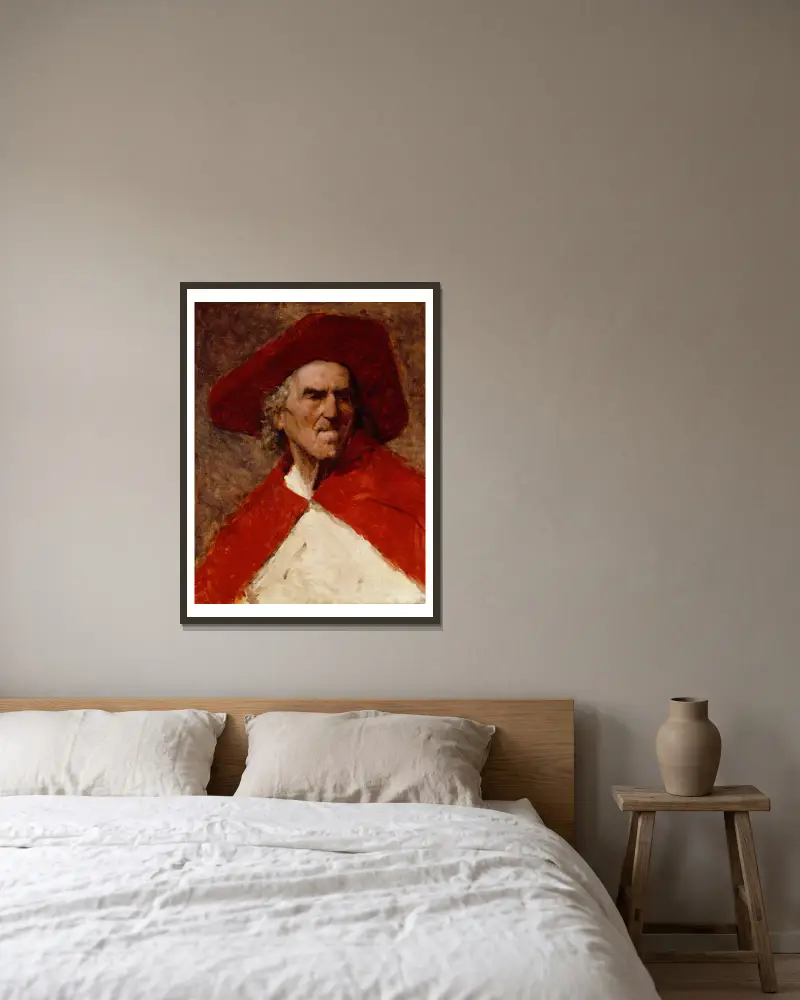 Homme au Chapeau Rouge av Frank Edwin Scott inramad på en vägg