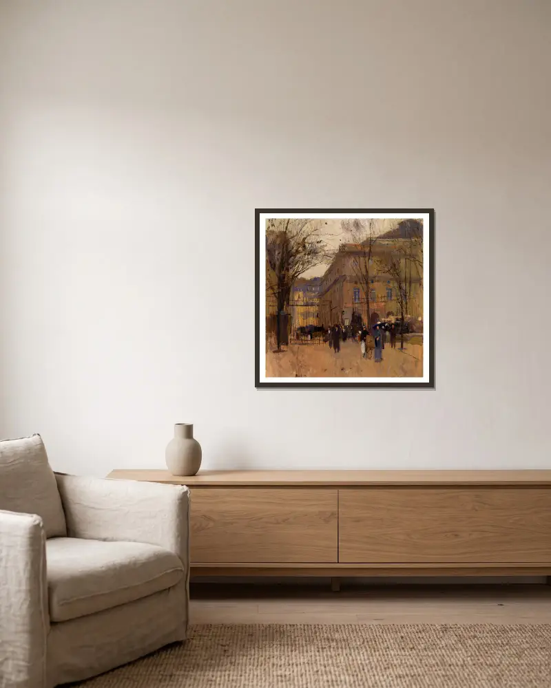 Das Odeon im Luxembourg von Frank Edwin Scott gerahmt an einer Wand