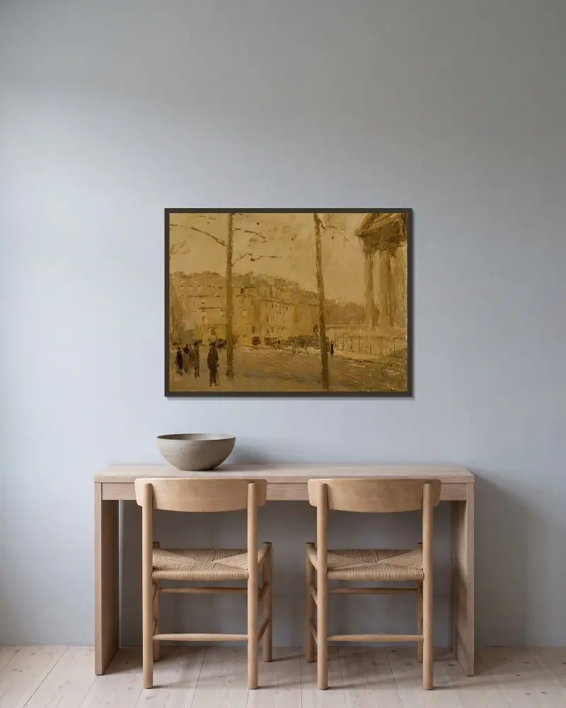 La Madeleine im Morgengrauen von Frank Edwin Scott gerahmt an einer Wand