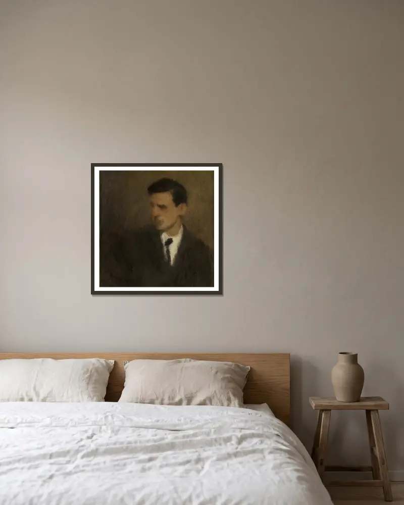 Portrait de Jeune Homme av Frank Edwin Scott inramad på en vägg