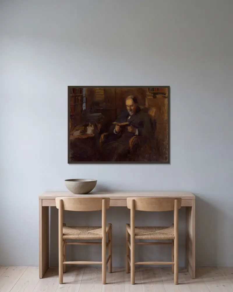 Porträt von Sanford Saltus aus New York von Frank Edwin Scott gerahmt an einer Wand