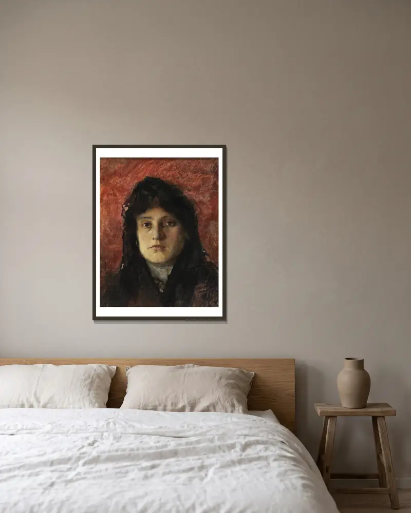 Tete de Femme av Frank Edwin Scott inramad på en vägg