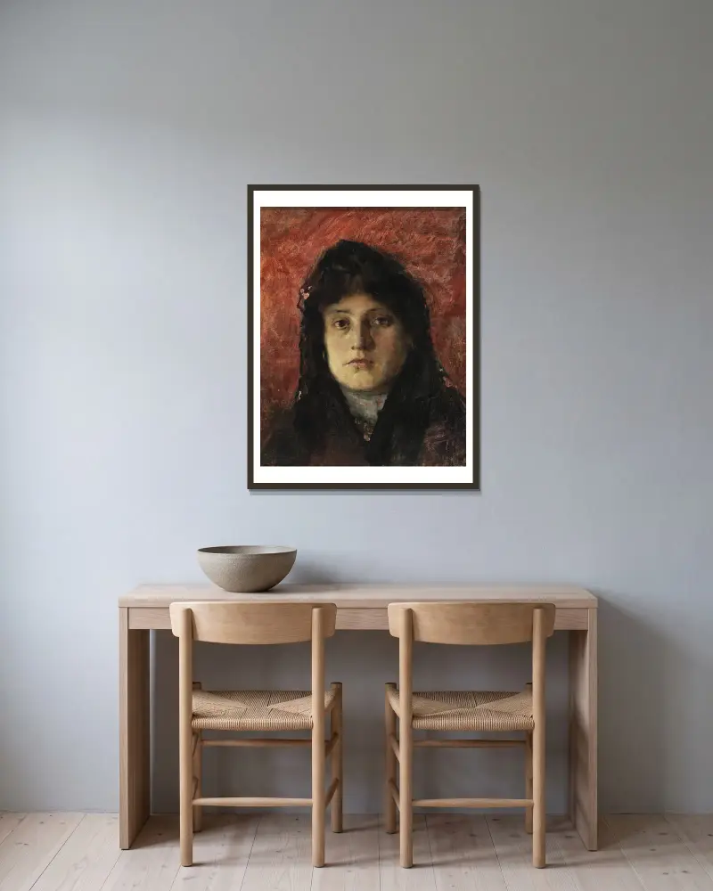 Tete de Femme av Frank Edwin Scott inramad på en vägg