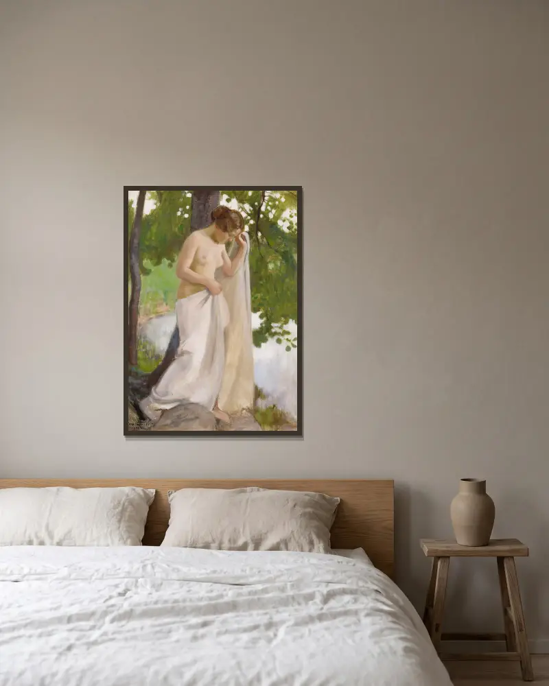 Badeblatt von Eero Järnefelt gerahmt an einer Wand