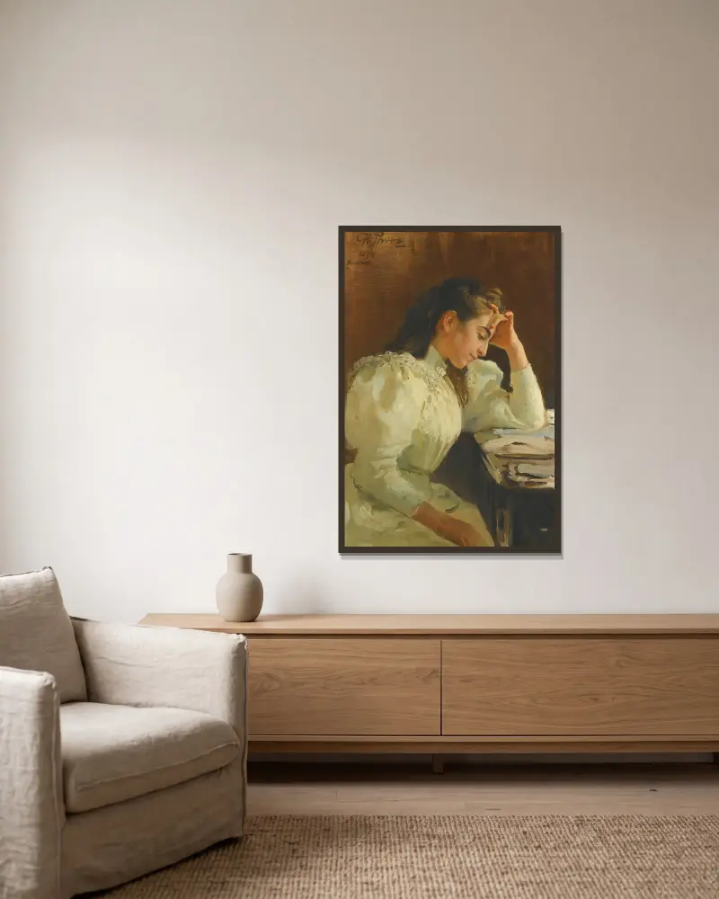 Porträt eines neapolitanischen Mädchens von Ilya Efimovich Repin gerahmt an einer Wand