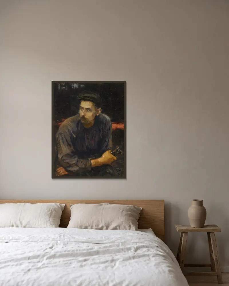 Portret robotnika, Ilya Efimovich Repin w ramie na ścianie