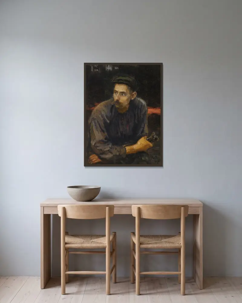 Portret robotnika, Ilya Efimovich Repin w ramie na ścianie