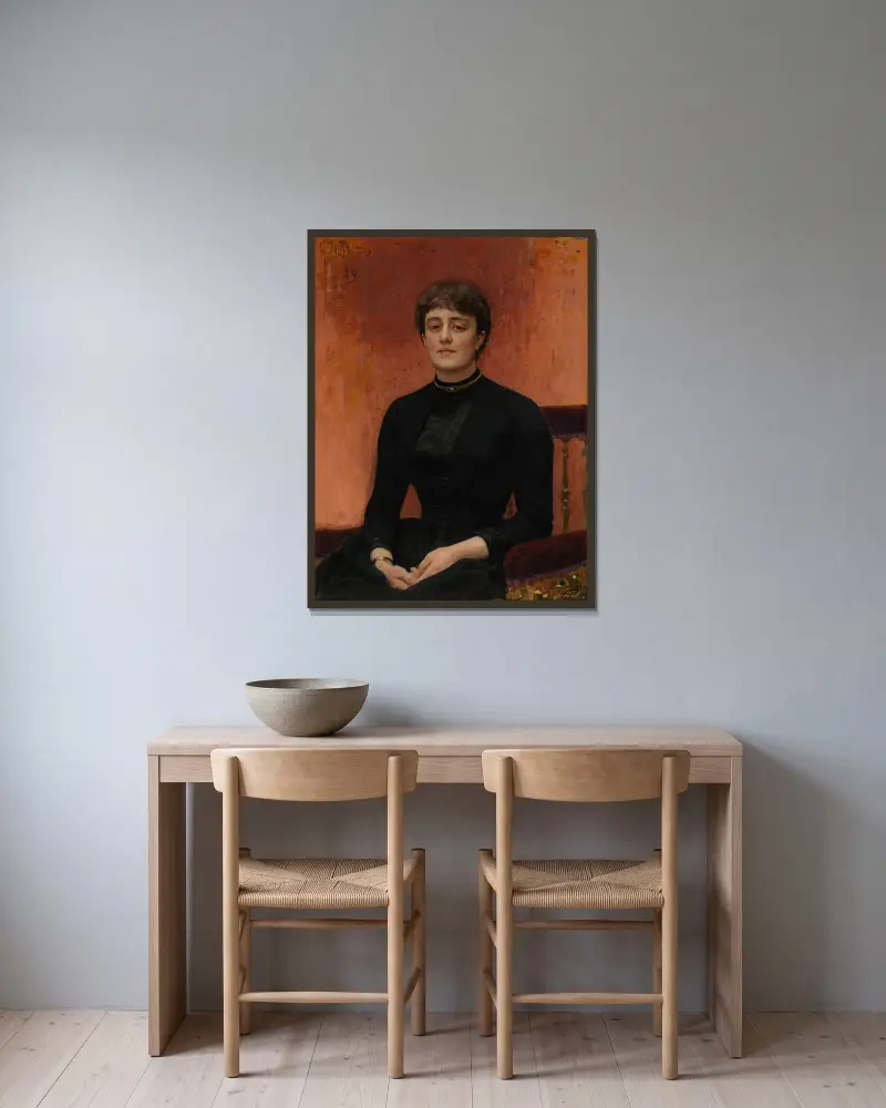 Porträtt av Jelizaveta Zvantseva av Ilya Efimovich Repin inramad på en vägg