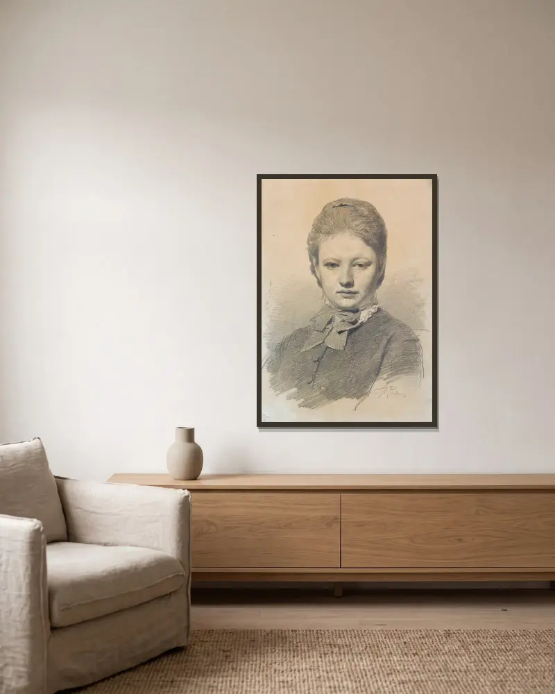 Portrait Of Sofia Repina av Ilya Efimovich Repin inramad på en vägg