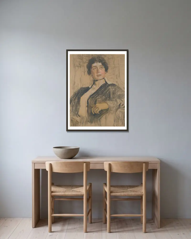Porträt von Veronika Abegg-Werefkin von Ilya Efimovich Repin gerahmt an einer Wand