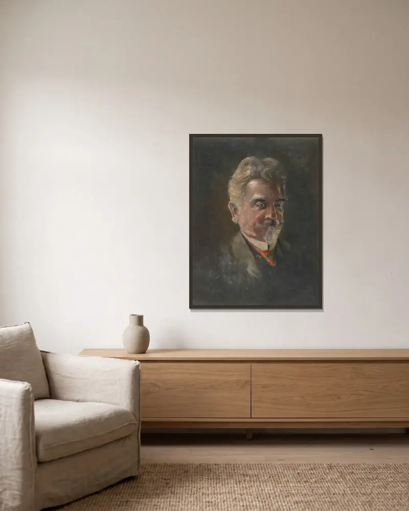 Bildnis Leopold Czihaczek av Egon Schiele inramad på en vägg