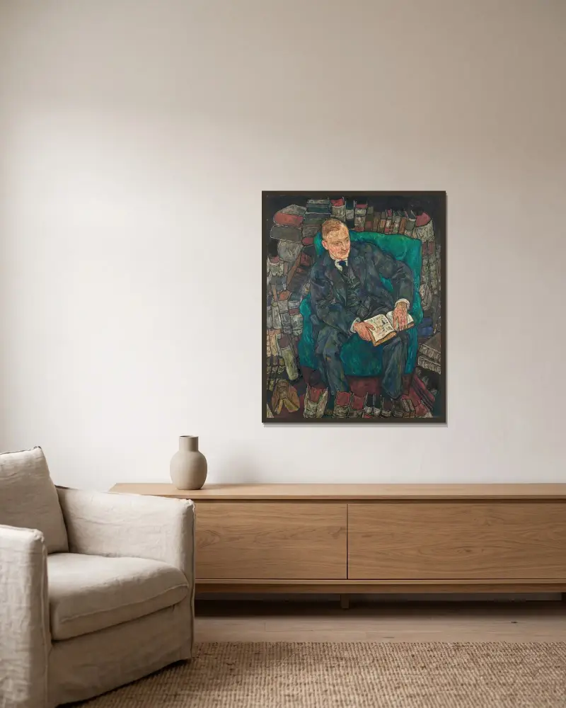 Dr. Hugo Koller av Egon Schiele inramad på en vägg