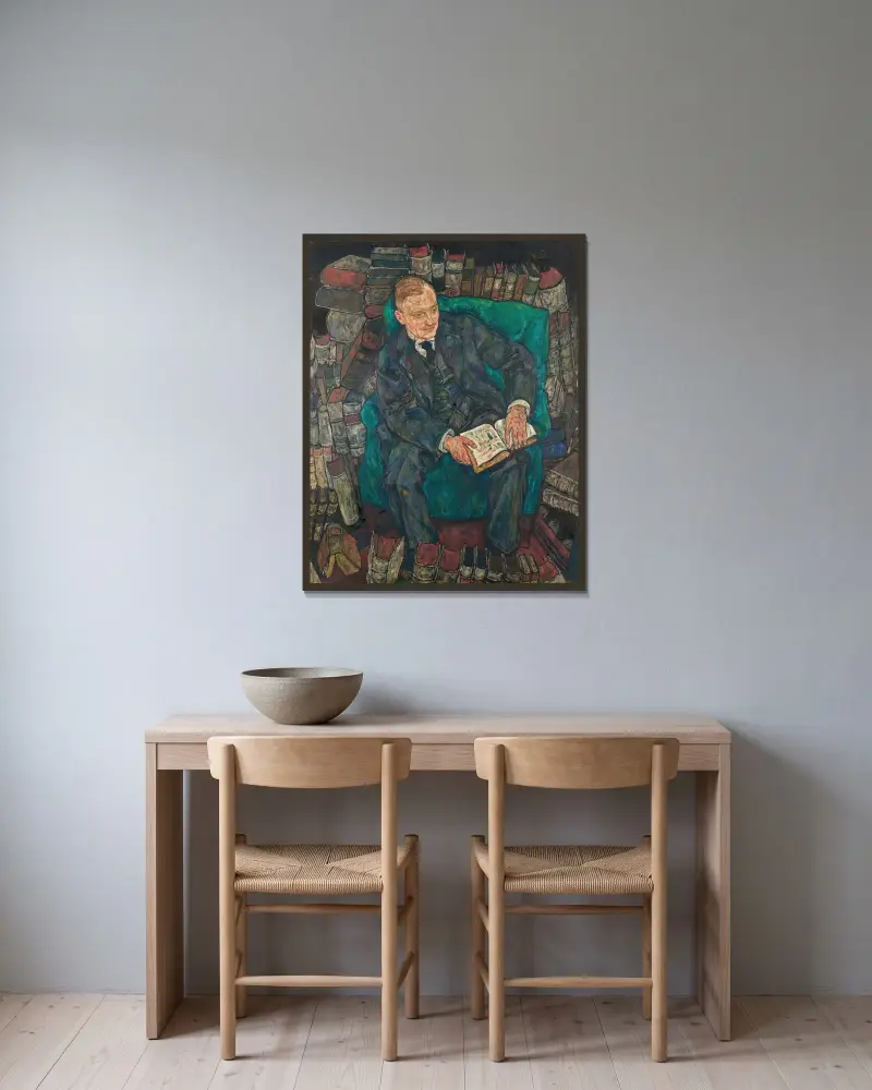 Dr. Hugo Koller av Egon Schiele inramad på en vägg